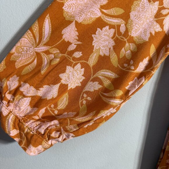 Petal + Pup Arden Floral Tunic Mini Dress Womens 6 Orange Flowy Tiered Button Up - Picture 8 of 14